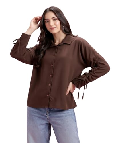 Image of Shirts for Women - Korean Style Sleeve Oversized Button Down | Plus Size Workwear Top for Office & Casual Wear (Available in Plus Size)