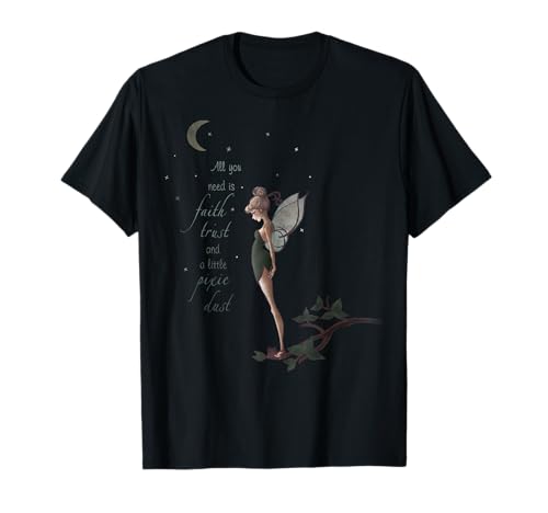 Image of Disney Peter Pan Tinker Bell Moon Quote Art Graphic T-Shirt T-Shirt