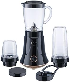 Bajaj NX-01 300 Watts Mixer Grinder | Bullet Mixer Grinder With Powerful Titan Motor & Nutri-Pro Feature | 3 Unbreakable Multipurpose Tranparent Jars 