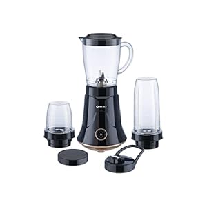 Bajaj NX-01, Powerful 300W Mixer Grinder, Blender, Juicer and Smoothie Maker with Sipper and Store Lids, 3 Jars, Black…