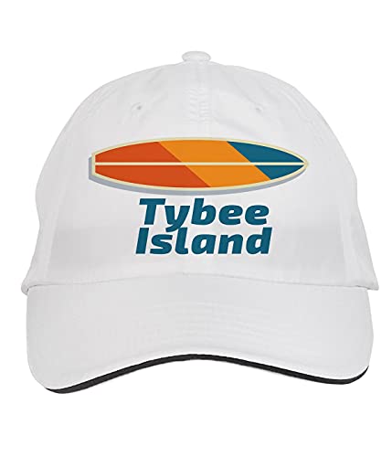 Makoroni - Tybee Island Surf Surfing Beach Hat Adjustable Cap, DesF26 White