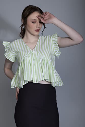 Image of GRECIILOOKS Tops for Women - Cotton Lining Pattern Stitched Regular Fit T-Shirt with Fancy Sleeve for Girls,Suitable for Festival,Office,Travelling,Dating,Regular Fit T-Shirt for Ladies(Pack of 1)