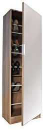 Panoply Furnishings 5ft Mirrored Shoe Cabinet in White, Black or Oak - Shoe Storage Rack Organiser (Oak)