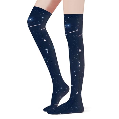 Women Girls Casual Non Slip Crew Dress Socks Knee-High Athletic Socks