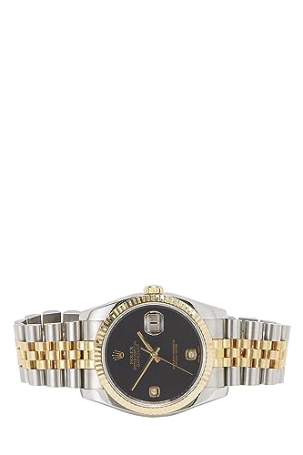 Pre-Loved Stainless Steel & 18K Yellow Gold Onyx Diamond Datejust 116233 36mm, Black3