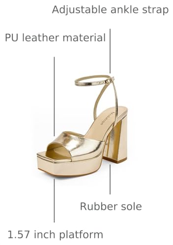 Image of Modatope Platform Heels for Women Platform Sandals Womens Chunky Heel Open Toe Pumps Ankle Strap Womens Wedding Party Pumps Shoes