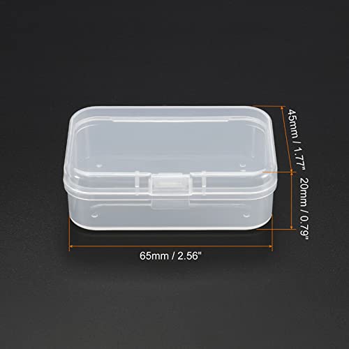 Image of PATIKIL Clear Storage Container with Hinged Lid 65x45x20mm, 4 Pack Plastic Rectangular Box for Beads Art Craft