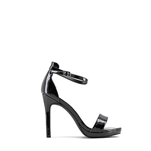 MODELISA - Sandalia Tacón Fino Alto Hebilla Pulsera Al Tobillo Mujer (Negro, numeric_36)