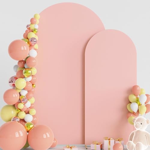 Wokceer Wedding Arch Cover 7.2FT, 6FT Spandex Fitted Wedding Arch Backdrop Covers 2 Set Round Top...