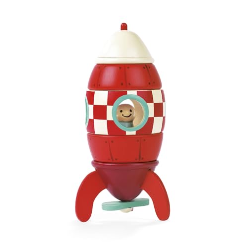 Janod - Kit de Cohete Magnético - Cohete Magnético Para Construir - Juguetes de Madera - Juego de Construcción - Imagina y Construye - A Partir de 2 Años, J05207