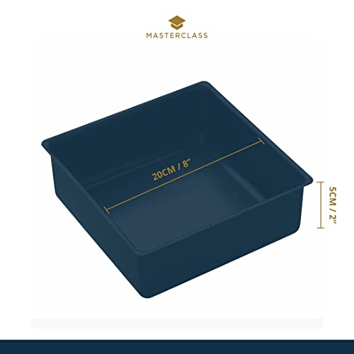 MasterClass 20 cm Deep Cake Tin with PFOA Non Stick and Loose Bottom, 1 mm Carbon Steel, 8 Inch Square Pan, Grey