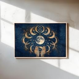 Tableau phases de la lune vintage décoration murale céleste bohème 50x70cm