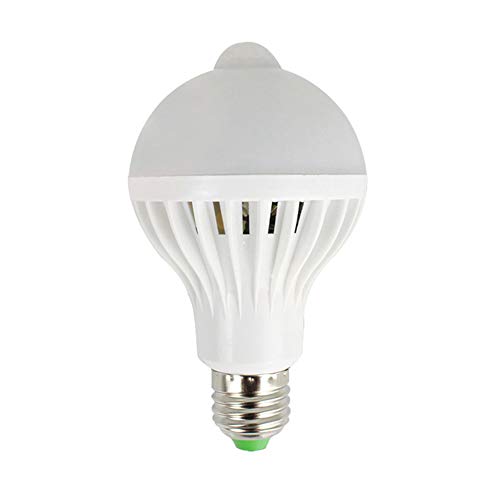 Motion Sensor LED Light Bulb, E27 5W Induction Bulb Dusk to Dawn Security Light Bulb PIR LED Indoor Outdoor Night Light Lamp Bulb for Porch, Hallway, Garage, Front Door by discoGoods (9W, E27)
