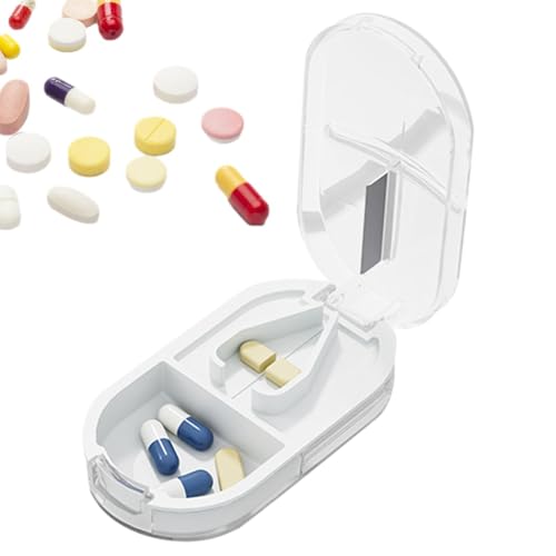 Cortador de píldoras | Cortador de tabletas, cortador de pastillas, cortador de medicamentos | Cortadores de píldoras portátiles con cámara de almacenamiento de incorporada para cortar las pí