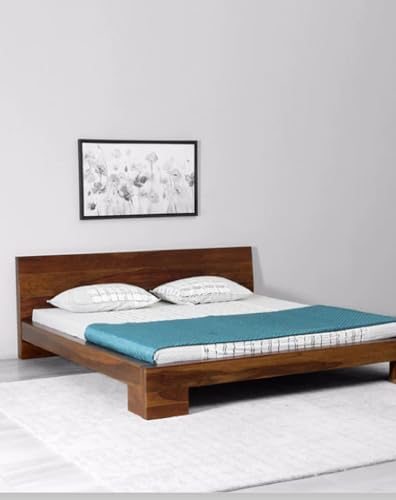 Image of King Bed Solid Sheesham Wood for Bedroom Delivery Condition-DIY(Do-It-Yourself) Solid Wood King Bed (Finish Color - Dark Walnut Finish, Delivery Condition - DIY(Do-It-Yourself))