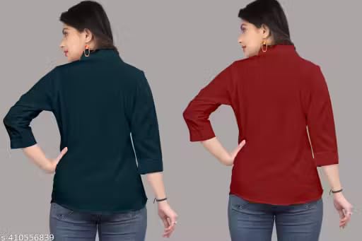 Image of Women's Solid Formal Shirt (Pack of 2)-Pink, Mint Green-1 P3