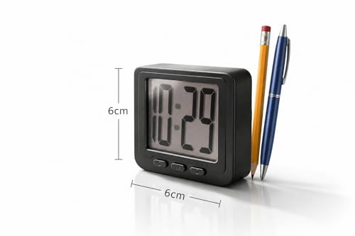 Image of Mini Digital Magnet Clock 6cm Pocket Size Magnetic Back for Fridge,Kitchen,Room,Office Black Colour