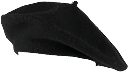 Hat To Socks Wool Blend French Beret for Men and Women in Plain Colours (Black)