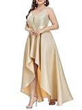 Ever-Pretty Women Plus Size Prom Dress Satin Sequin High Low Rose Gold 20