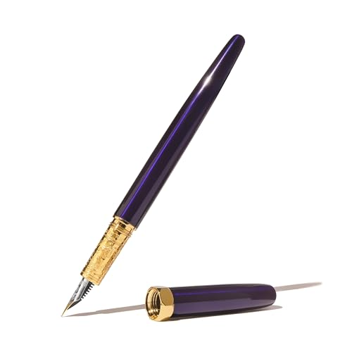 Image of Ferris Wheel Press , Bijou Fountain Pen, Moonbeam Meadows, Double Gold Plated, Sapphire Lacquer Finish, Two-Tone Steel Nib, Fine Nib