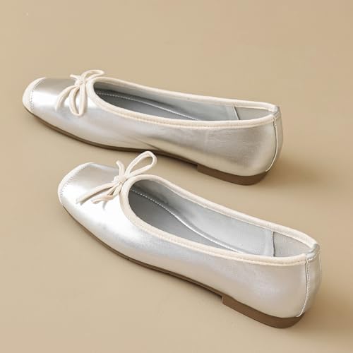 Dear Time Women's Bowknot Ballets Soft PU Leather Flats Comfortable Walking Driving Flat Shoes3