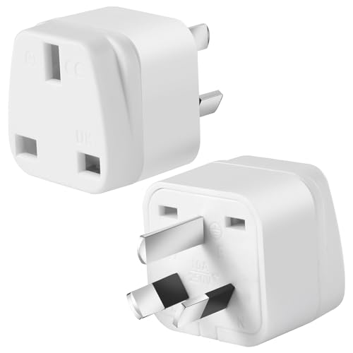 2-Pack UK to Australia Plug Adapters Australia Power Converter Grounded Universal Travel Adapter Type I Plug (White)