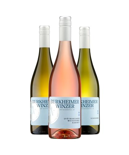Burkheimer Wein Tasting Set lieblich – Weißherbst, Ruländer & Scheurebe Wein-Paket, fruchtig, charmant & aromatisch – Lebensfreude Kollektion – Kabinett & QbA vom Kaiserstuhl (3 x 0,75l)