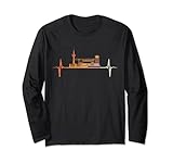 Wuppertal Skyline Herzschlag Retro Vintage Stil Langarmshirt