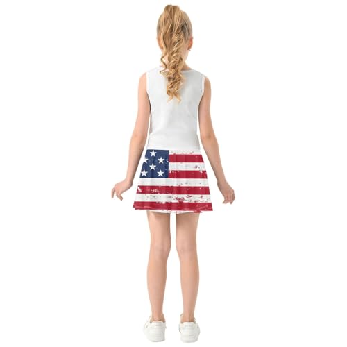Nander Retro American Flag Girls' Athletic Skirt with Pockets,Girls Tennis Skirt for Golf Running School3
