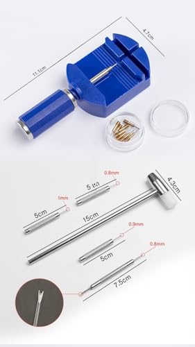 Image of MAKABEE Watch Link Removal Kit, Resizing Tool for Bracelet Adjustment & Replacement, Pin Remover for Sizing Strap, Watch Adjuster, Hammer for Repair, Adjust Band, with User Manual, Punches