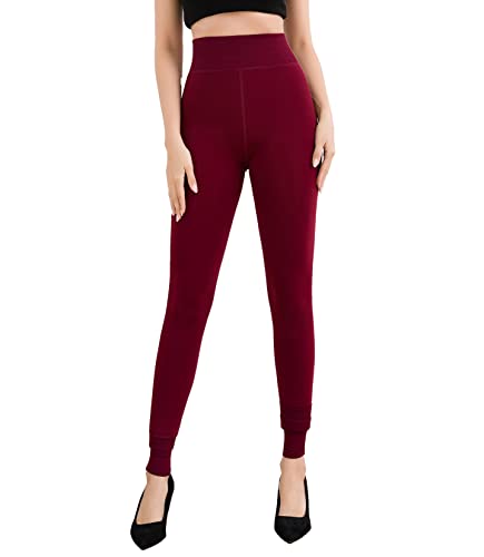 Image of Pnadty Women's High Waisted Velvet Warm Elastic Tights Winter Fleece Lined Thick Leggings Pants