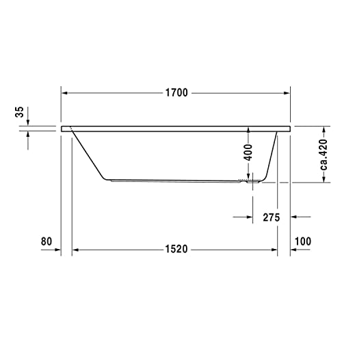 Duravit D-Code Rechthoekige badkuip, D-Code, 1700 mm, 110 l, wit - Afbeelding 5