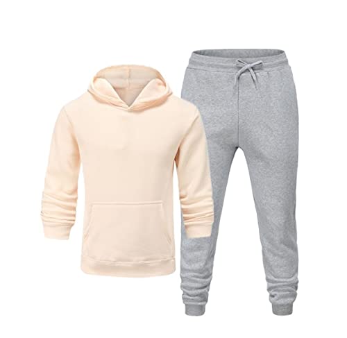Sweat à capuche pour homme avec pantalon de sport Kiioouu automne hiver kaki gris clair S