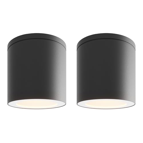 Ledvion - 2X Spots LED en Saillie, Noir ø90mm, IP54, GU10 Fitting, Plafonnier