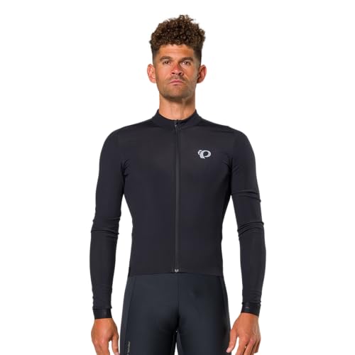 PEARL IZUMI Men's Pro Thermal Jersey, Insulated Cycling Long Sleeve, Form-Fitting Bike Jersey with Safety Elements, Black, X-Large