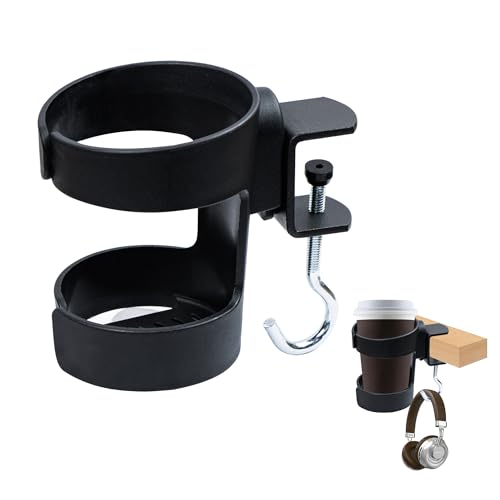 GeträNkehalter Schreibtisch BecherträGer,GeträNkehalter Tisch Boot mit Abnehmbarem Haken, Becherhalter Tisch füR BüRo, Spieltischplatten,Schwarz