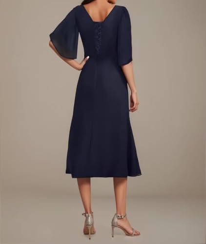 Chiffon Mother of The Bride Dresses for Wedding Ruffle Sleeve Long Formal Evening Party Gown2