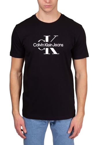 Calvin Klein Disrupted Outline Monologo tee J30j325190 Camiseta con diseño de monográfico, Black (CK Black), L para Hombre