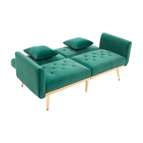 Eleganz Sofá moderno de terciopelo para espacios pequeños - Dos plazas con respaldo ajustable y patas de metal, cómodo sofá cama con cojín acolchado de espuma, ideal para sala de estar