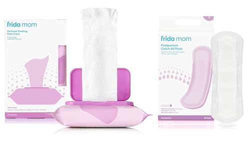 Image of Frida Mom Witch Hazel Cooling Pad Liners (24ct) + Frida Mom Postpartum Pads, Leak Proof Maxi Pads (18ct)| Postpartum Essentials