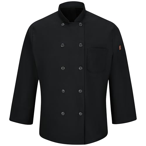 Image of Red Kap Men's Long Sleeve Ten Button Chef Coat with Mimix and Oilblok