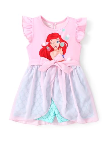 Image of Disney Princess Frozen Elsa Minnie Mouse Stitch Toddler Girl Romper With Skirt Overlay Summer Jumpsuit with Bow 2-6 Years
