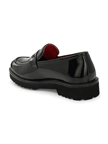 Image of San Frissco Men's Glossy Shine Loafers - Slip‑On Formal Shoes with Buckle, Anti‑Slippery Wrinkle‑Free Leatheratte Upper, Durable Lightweight Design, Comfortable Cushioned Footbed