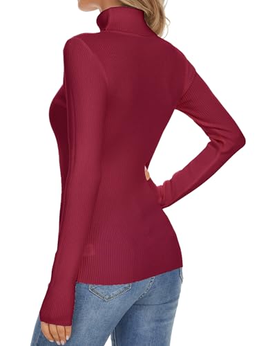 Image of Turtleneck Sweaters for Women Ribbed Long Sleeve Pullover Sweater