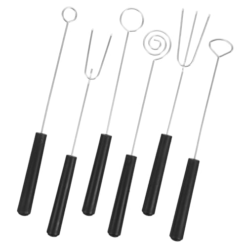 LABRIMP 6pcs Stainless Steel Fondue Forks Set with Cheese Baking and Chocolate Dipping Forks, Multipurpose Kitchen Gadgets for Fruit, Dessert, and Candy Tempering