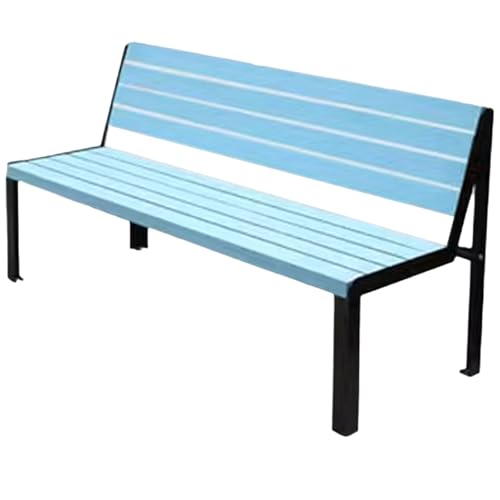 AoForce Outdoor Benches Weatherproof Cheap Made of Cast Aluminum and Solid Wood with A 105° Comfortable Backrest for 2 Person Seat Suitable for A Patio Park Garden(Blue)