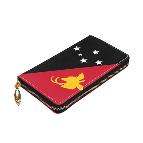 Flag of Papua New Guinea Long leather wallet - with zipper - portable and waterproof, suitable for office, study and daily use3
