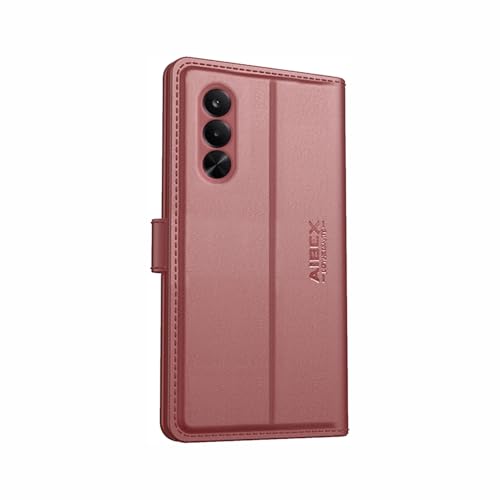 Image of AIBEX Compatible for OnePlus Nord CE 6 Lite 5G / Realme P4X 5G Flip Cover Leather Finish | Inside TPU with Card Pockets | Wallet Stand | Complete Protection Flip Case Brown