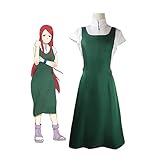 QIAOPING Uzumaki Kushina Cosplay Costume Anime Green Dress Shirt Bow Set Halloween Outfits for Women (M,Green)