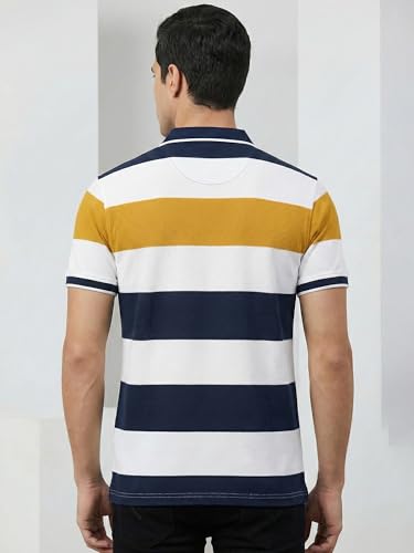 Image of XENOVAURBAN Polo t Shirt for Man | Striped Pattern Mens Cotton Polo Neck T-Shirt with Collar | Regular fit | Breathable and Soft - Polo-Striped-P